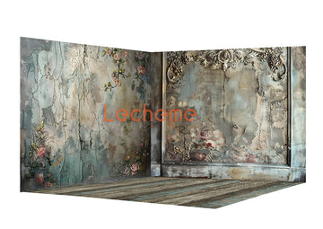 Avezano Cracked Walls and Roses Backdrop Scene Room Set By Lecheme Ruby Gu