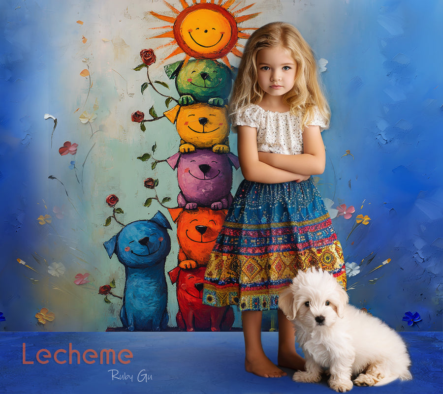 Avezano Cute Wall Painting Puppy Photography Backdrop By Lecheme Ruby Gu