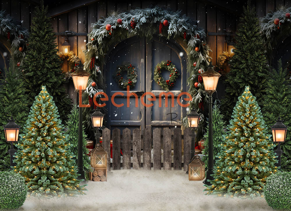 Avezano Winter Christmas Snow Door Photography Backdrop By Lecheme Ruby Gu