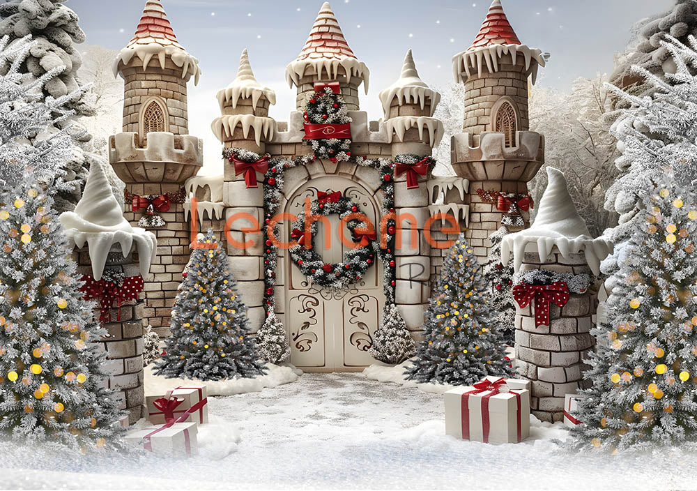 Avezano Christmas Snow Castle Photography Backdrop By Lecheme Ruby Gu