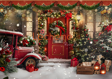 Avezano Christmas Winter Snow and Christmas Decorations Photography Backdrop By Lecheme Ruby Gu