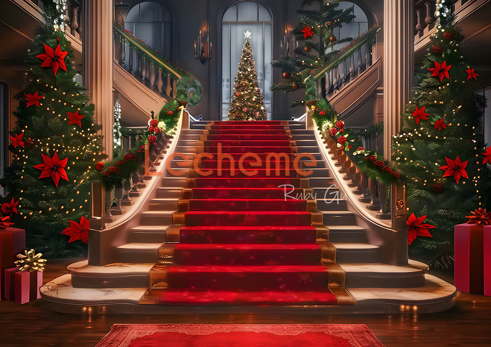 Avezano Christmas Red Curtains Photography Backdrop By Lecheme Ruby Gu