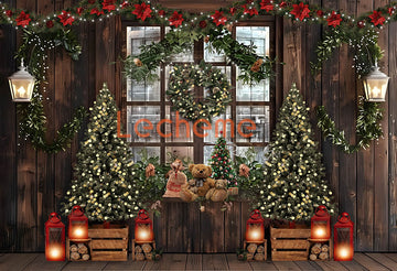 Avezano Christmas Windows and Lights Photography Backdrop By Lecheme Ruby Gu