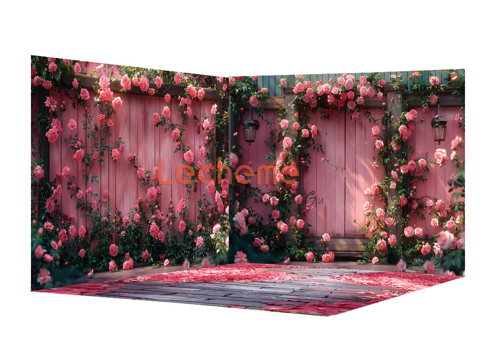 Avezano Pink Roas Wall Backdrop Scene Room Set By Lecheme Ruby Gu