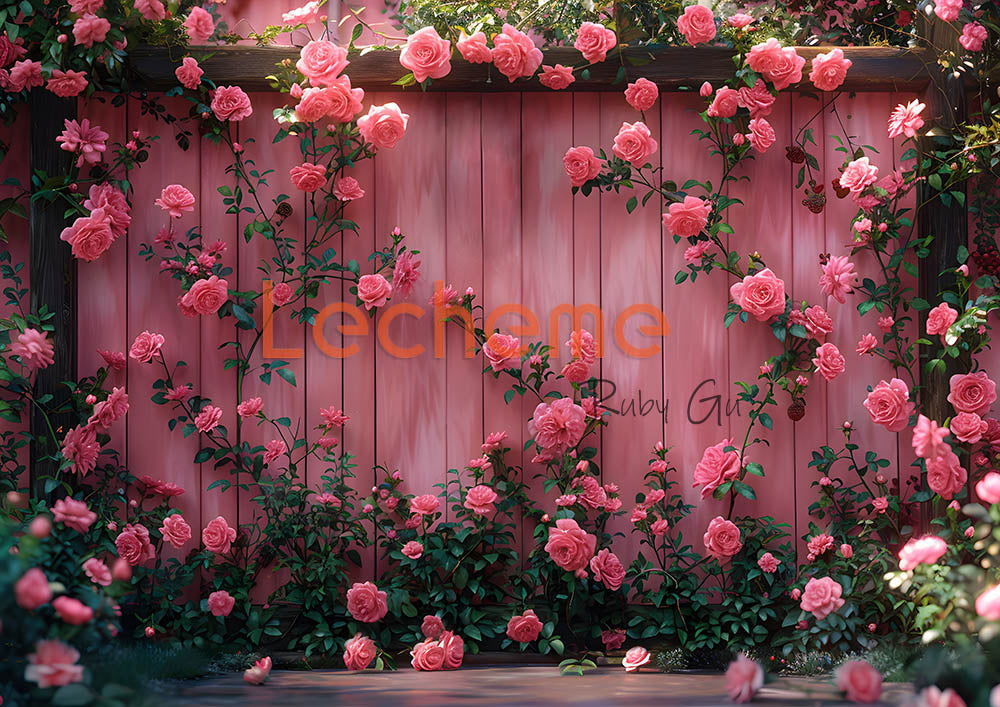 Avezano Roses and White Walls Photography Backdrop By Lecheme Ruby Gu