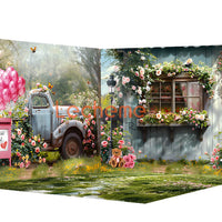 Avezano Spring Roses and Balloons Backdrop Scene Room Set By Lecheme Ruby Gu