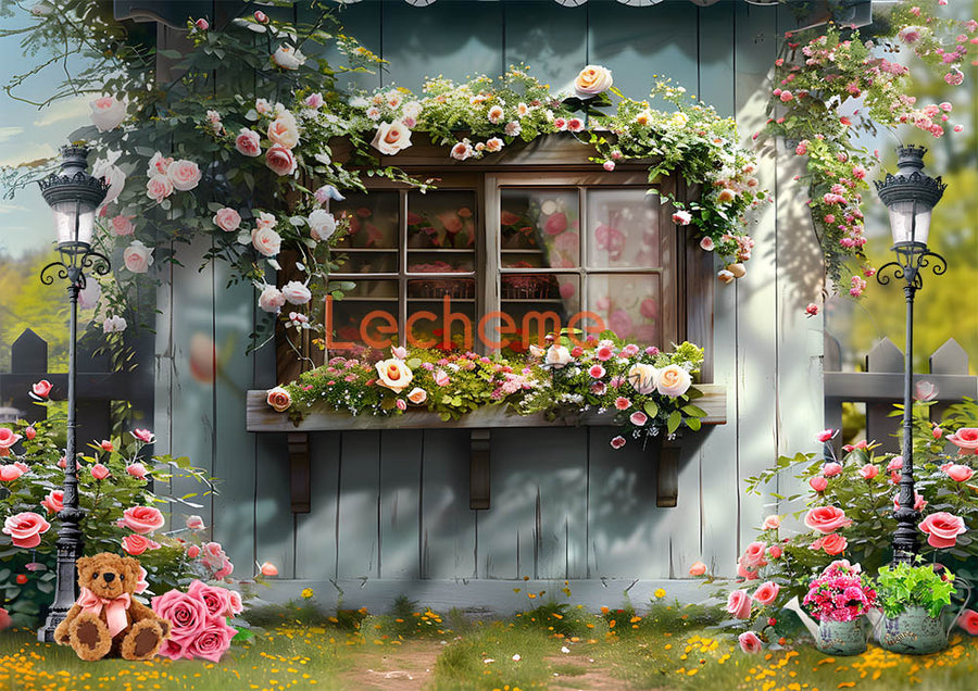 Avezano Spring Roses and Balloons Backdrop Scene Room Set By Lecheme Ruby Gu