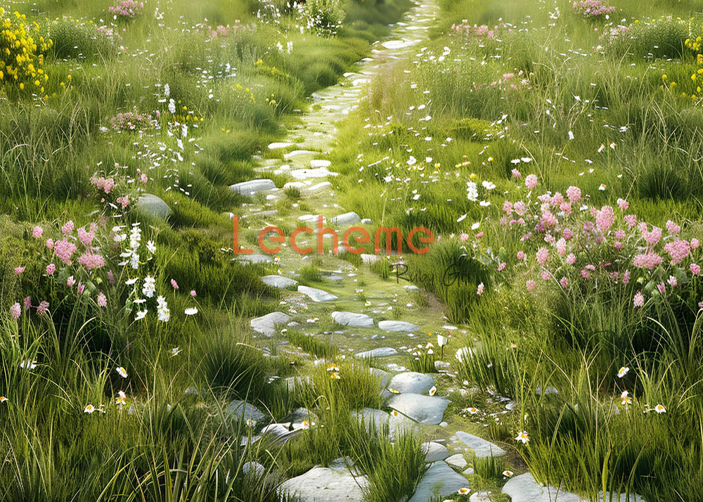 Avezano Spring Meadow Stone Road Photography Backdrop By Lecheme Ruby Gu