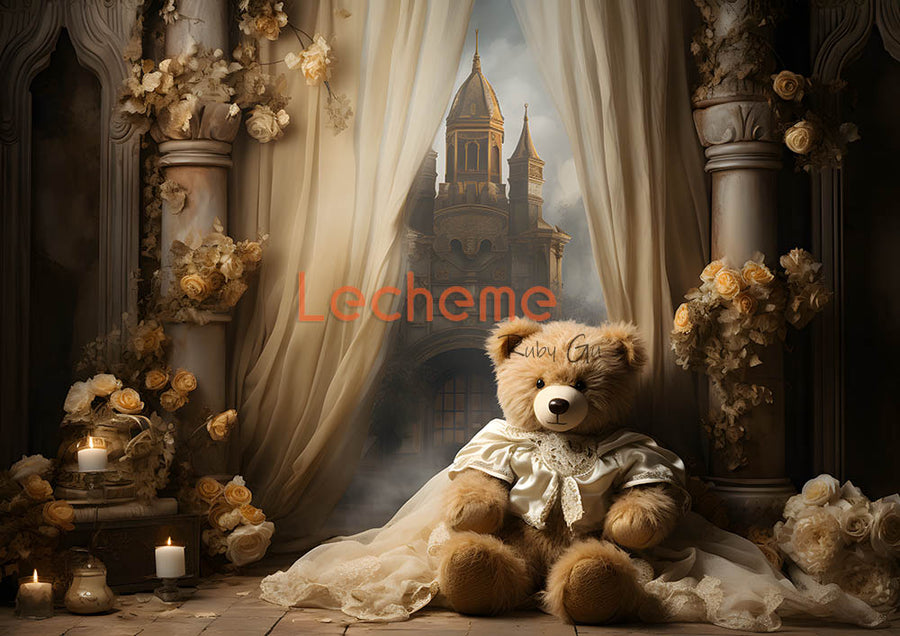 Avezano Vintage Castle and Bear Toys Photography Backdrop By Lecheme Ruby Gu