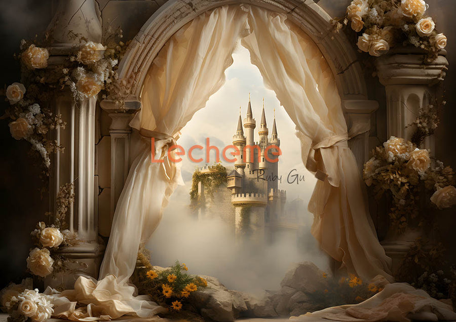 Avezano Bohemian Castle in the Sky Photography Backdrop By Lecheme Ruby Gu