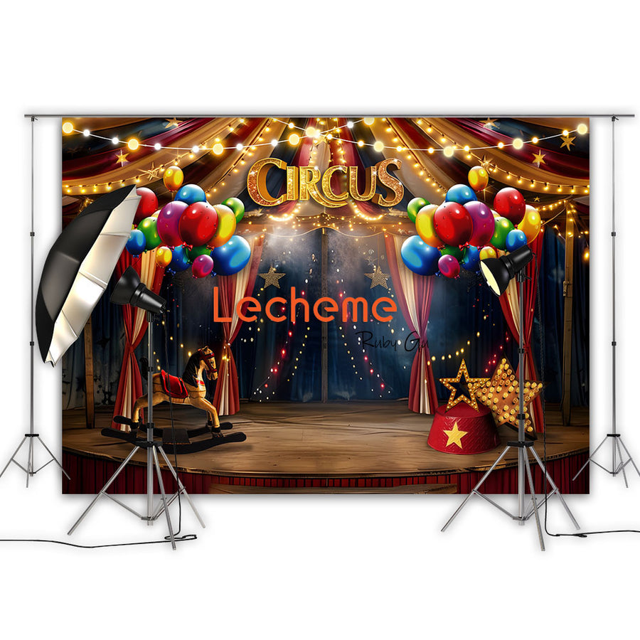 Avezano Circus and Balloon Photography Backdrop By Lecheme Ruby Gu