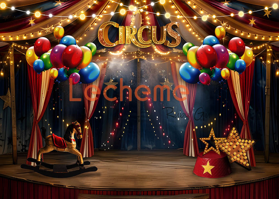 Avezano Circus and Balloon Photography Backdrop By Lecheme Ruby Gu