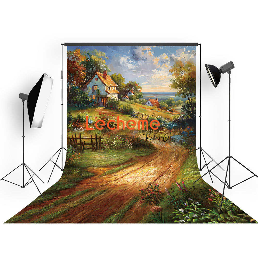 Avezano The Way to the House Oil Painting Photography Backdrop By Lecheme Ruby Gu