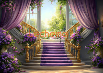 Avezano Purple Stairs Photography Backdrop By Lecheme Ruby Gu