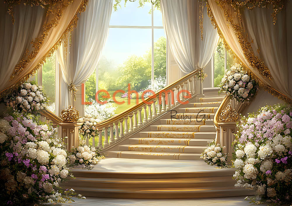 Avezano Golden Staircase Photography Backdrop By Lecheme Ruby Gu