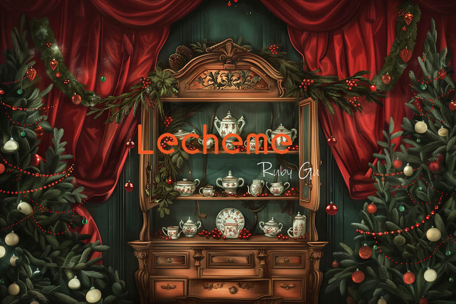 Avezano Christmas Vintage Cabinets and Cutlery Photography Backdrop By Lecheme Ruby Gu