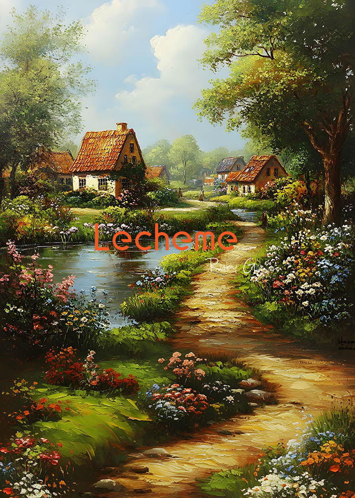 Avezano Romantic Flower Village Oil Painting Photography Backdrop By Lecheme Ruby Gu