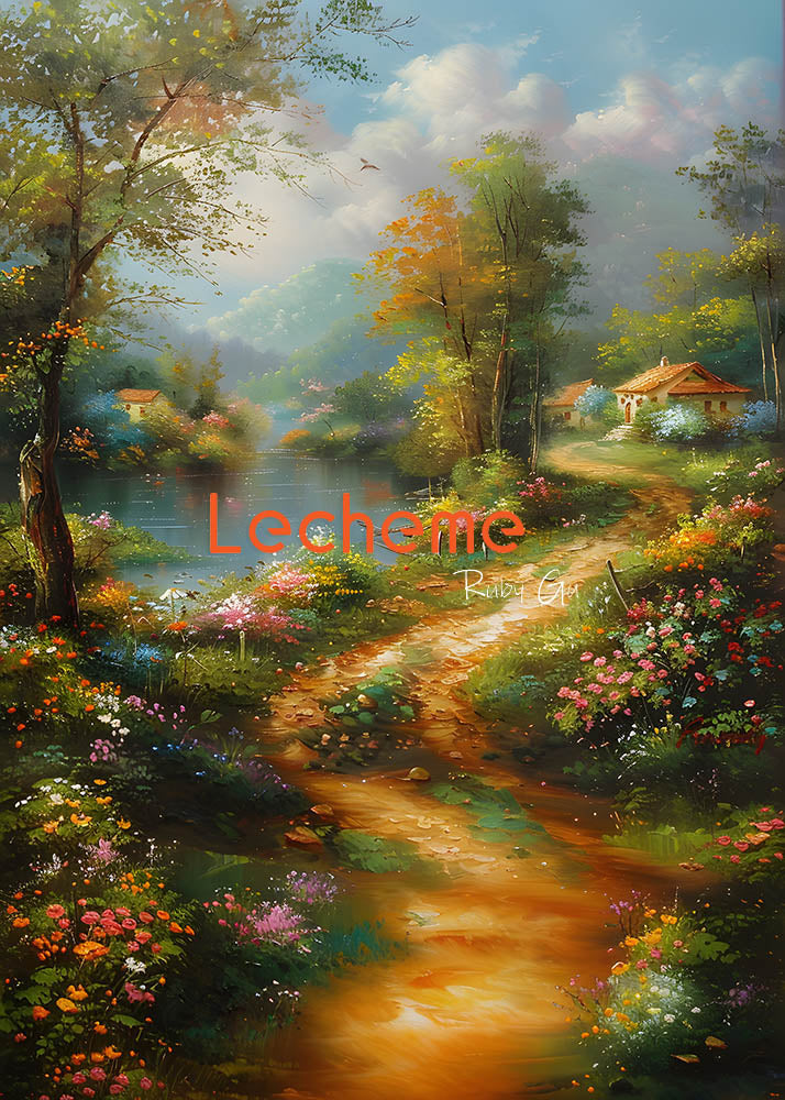 Avezano Rural Flower River Oil Painting Photography Backdrop By Lecheme Ruby Gu