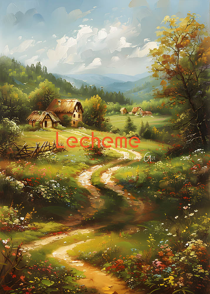 Avezano Mountain trails Oil Painting Photography Backdrop By Lecheme Ruby Gu