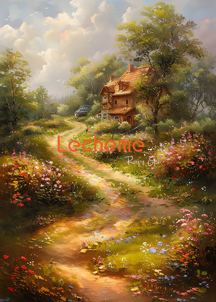 Avezano Romantic Village Oil Painting Photography Backdrop By Lecheme Ruby Gu