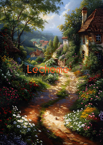 Avezano Flowers Rural Landscape Oil Painting Photography Backdrop By Lecheme Ruby Gu