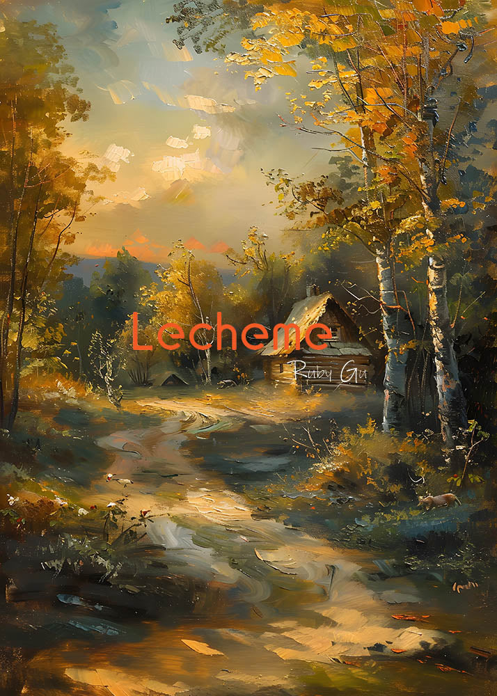 Avezano Oil Painting  Autumn Maple leaves and Paths Photography Backdrop By Lecheme Ruby Gu