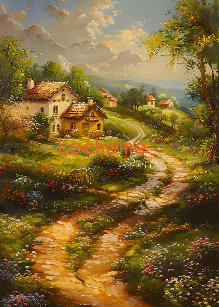 Avezano Oil Painting  Winding Paths and Flowers Photography Backdrop By Lecheme Ruby Gu