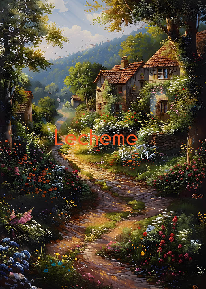 Avezano Oil Painting Village Full of Flowers Photography Backdrop By Lecheme Ruby Gu