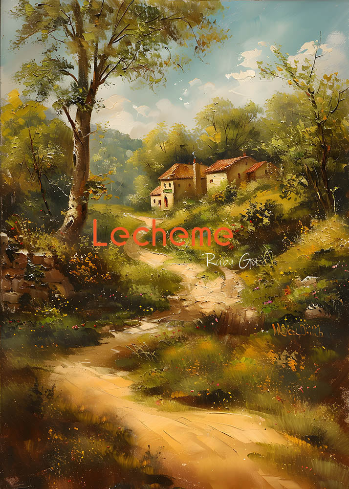 Avezano Oil Painting A Tree and a Path Photography Backdrop By Lecheme Ruby Gu