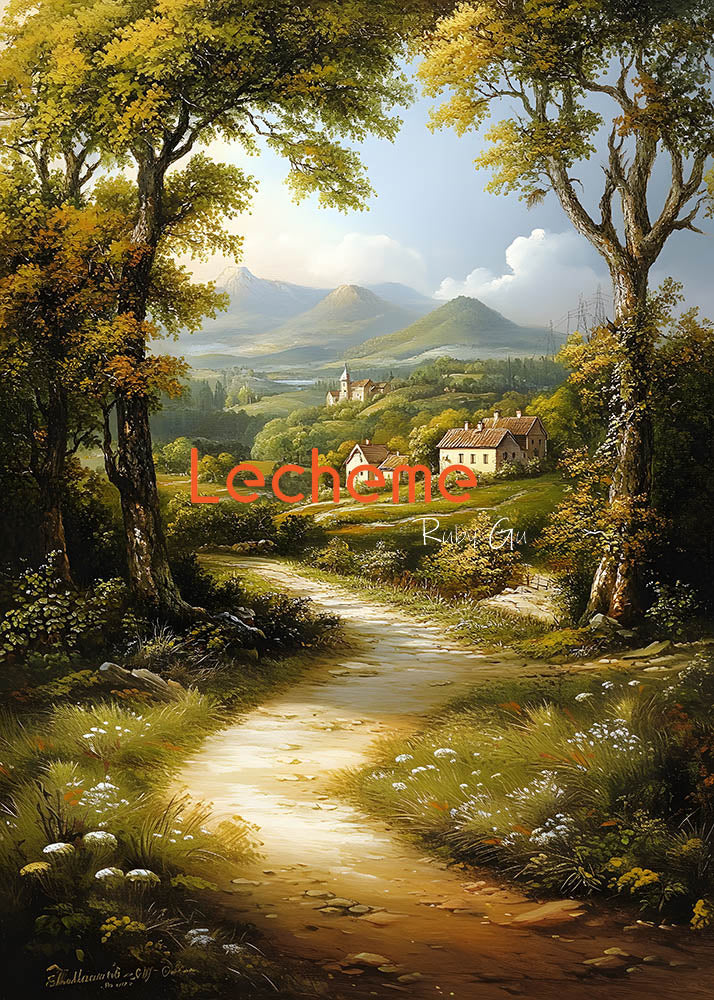 Avezano Distant Mountain Countryside Oil Panting Photography Backdrop By Lecheme Ruby Gu