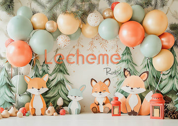 Avezano Foxes and Balloons Cakesmash Photography Backdrop By Lecheme Ruby Gu