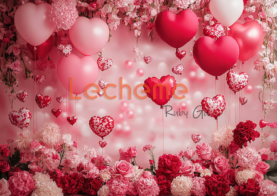 Avezano Decorate love Balloons for Valentine's Day Photography Backdrop By Lecheme Ruby Gu