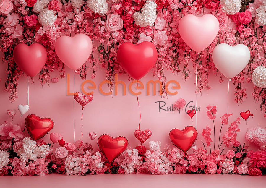 Avezano love Balloons for Valentine's Day Photography Backdrop By Lecheme Ruby Gu