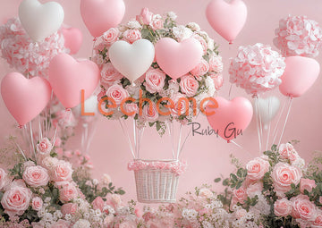 Avezano Rose Basket and Balloons Valentine's Day Photography Backdrop By Lecheme Ruby Gu