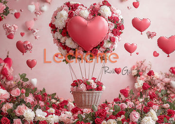 Avezano Red Rose and Balloon Valentine's Day Photography Backdrop By Lecheme Ruby Gu