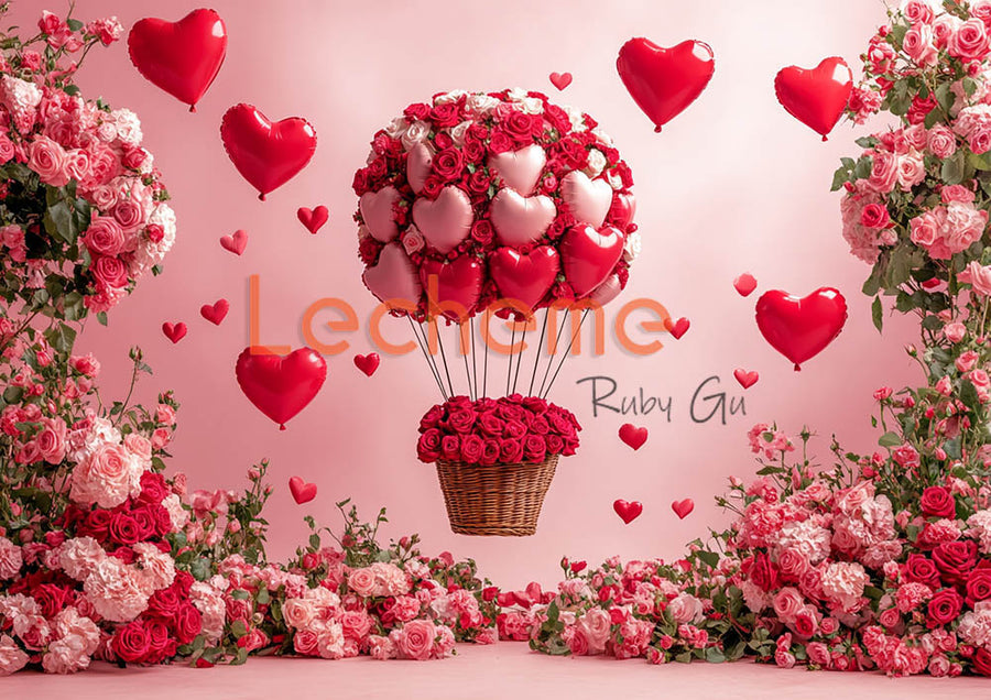 Avezano Red Flower Basket Valentine's Day Photography Backdrop By Lecheme Ruby Gu