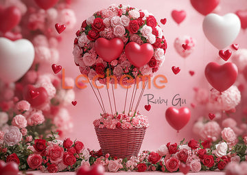 Avezano Red Rose and Basket Valentine's Day Photography Backdrop By Lecheme Ruby Gu