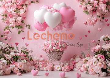 Avezano Romantic Balloon Flower Basket Valentine's Day Photography Backdrop By Lecheme Ruby Gu