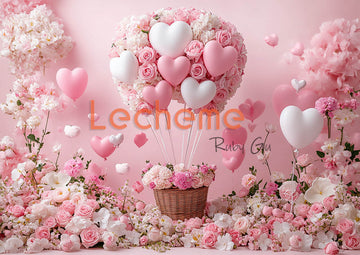 Avezano Valentine's Day Pink Flower Basket Photography Backdrop By Lecheme Ruby Gu