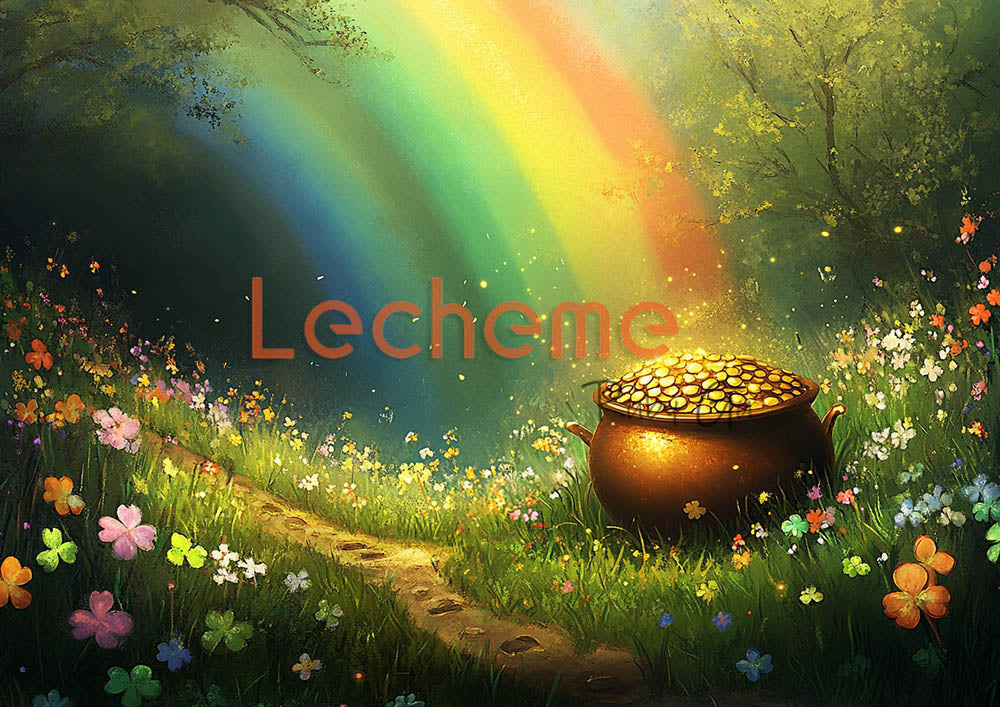 Avezano Spring Flower Golden POTS and Rainbows Photography Backdrop By Lecheme Ruby Gu