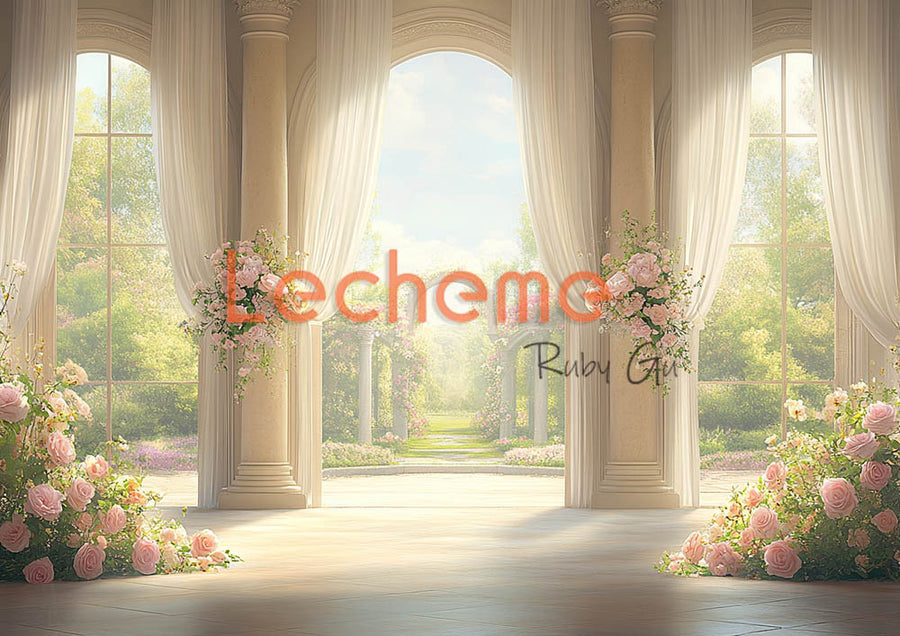 Avezano Spring Beige Palace Arch Photography Backdrop By Lecheme Ruby Gu