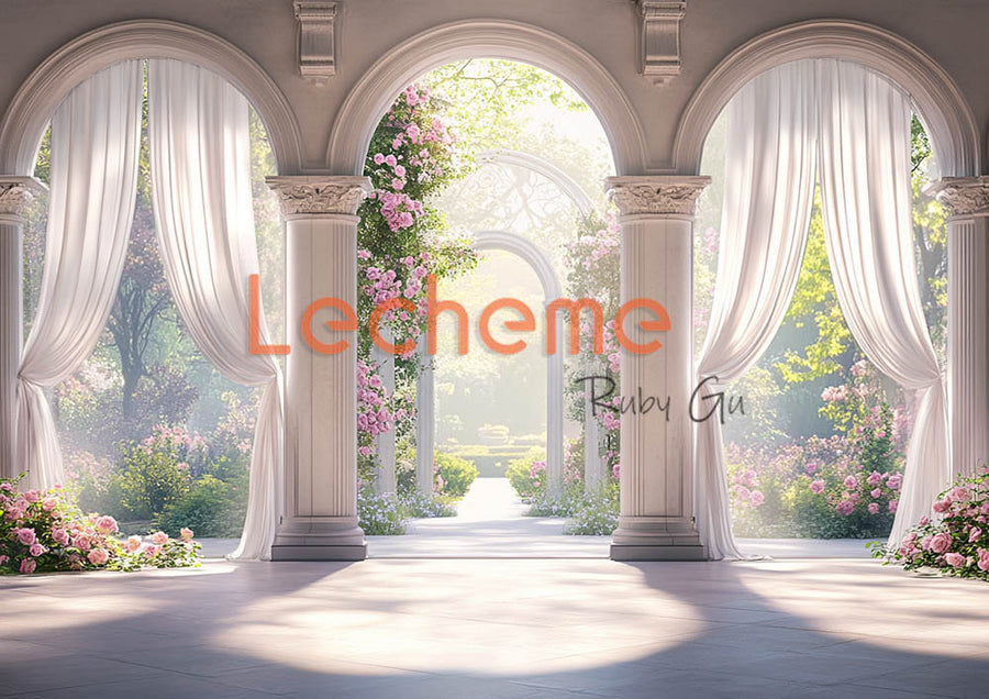 Avezano Spring Three Beige Arches Photography Backdrop By Lecheme Ruby Gu