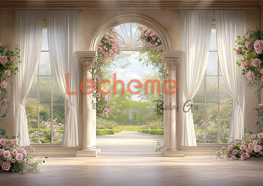 Avezano Spring Flowers and Doors Windows Photography Backdrop By Lecheme Ruby Gu