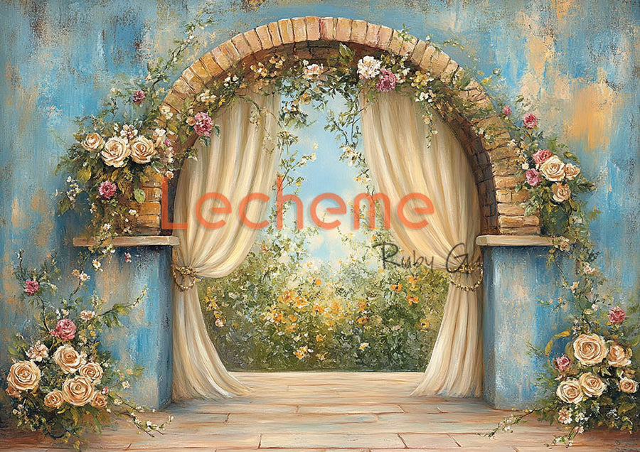 Avezano Spring Retro Flower Arch Wall Photography Backdrop By Lecheme Ruby Gu