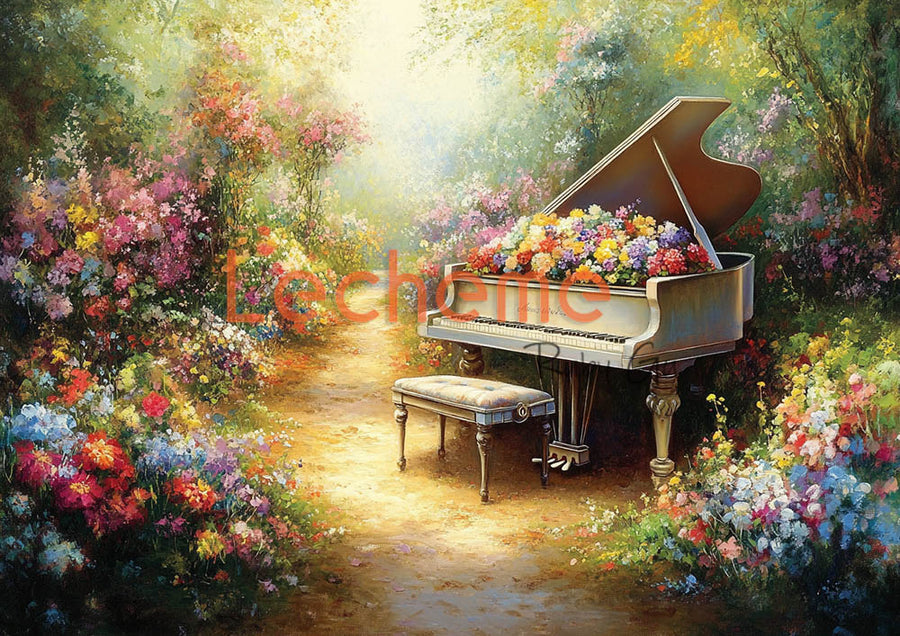 Avezano Spring Piano in the Garden Photography Backdrop By Lecheme Ruby Gu