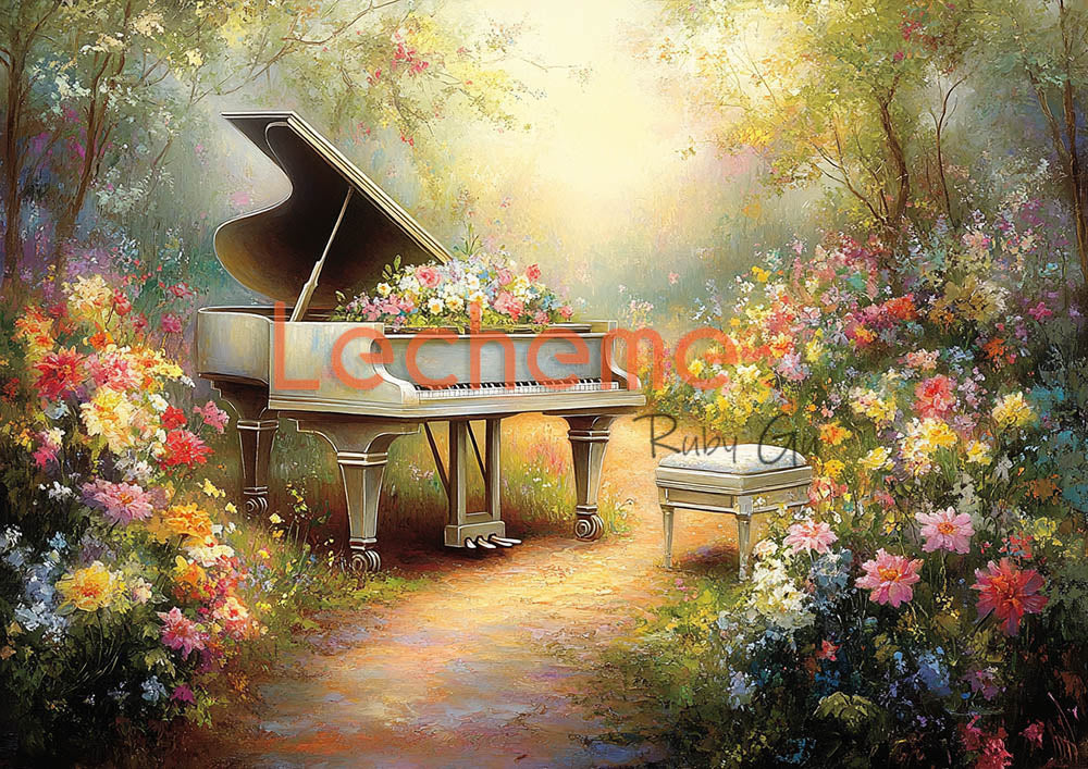 Avezano Spring Piano Garden Path Photography Backdrop By Lecheme Ruby Gu