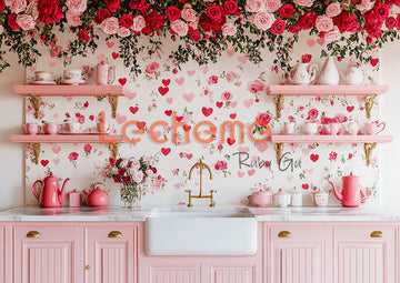 Avezano Valentine's Day Pink Roses Kitchen Decoration B Photography Backdrop By Lecheme Ruby Gu