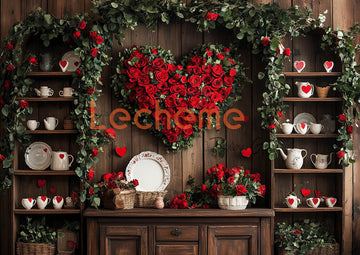 Avezano Valentine's Day Red Rose Love Heart Kitchen Decoration A Photography Backdrop By Lecheme Ruby Gu