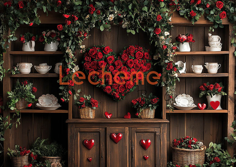 Avezano Valentine's Day Red Rose Love Heart Kitchen Decoration D Photography Backdrop By Lecheme Ruby Gu