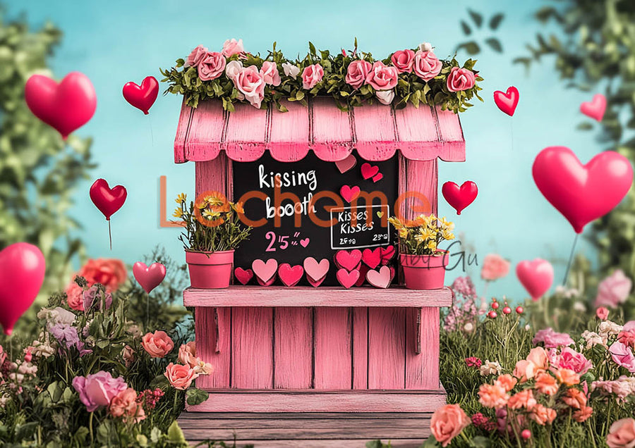 Avezano Valentine's Day Painting Kissing Booth B Photography Backdrop By Lecheme Ruby Gu